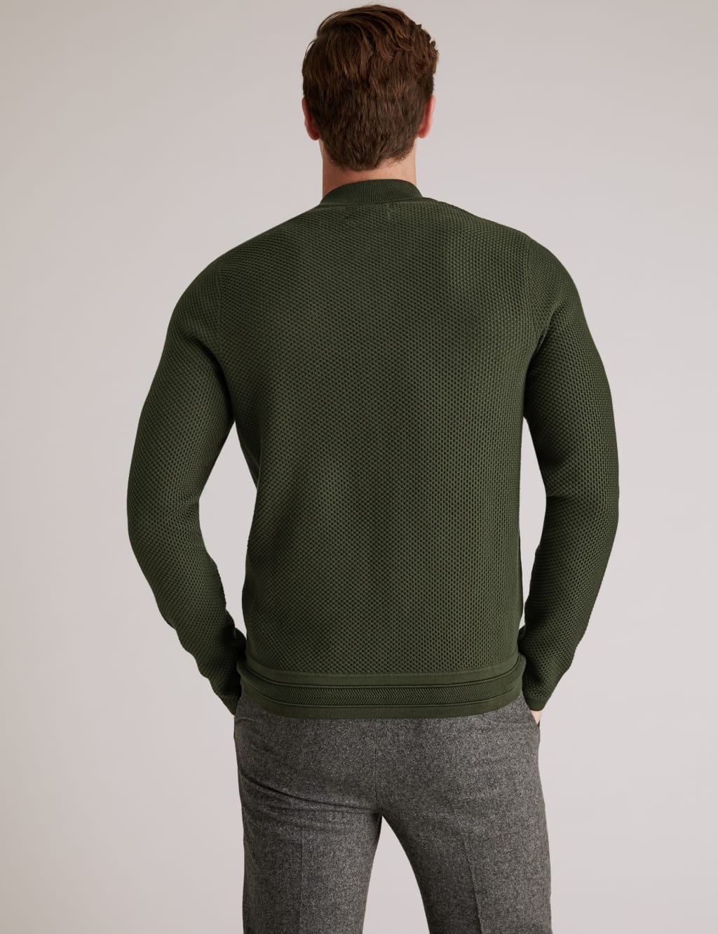 Cotton Modal Textured Knitted Bomber 4 of 4