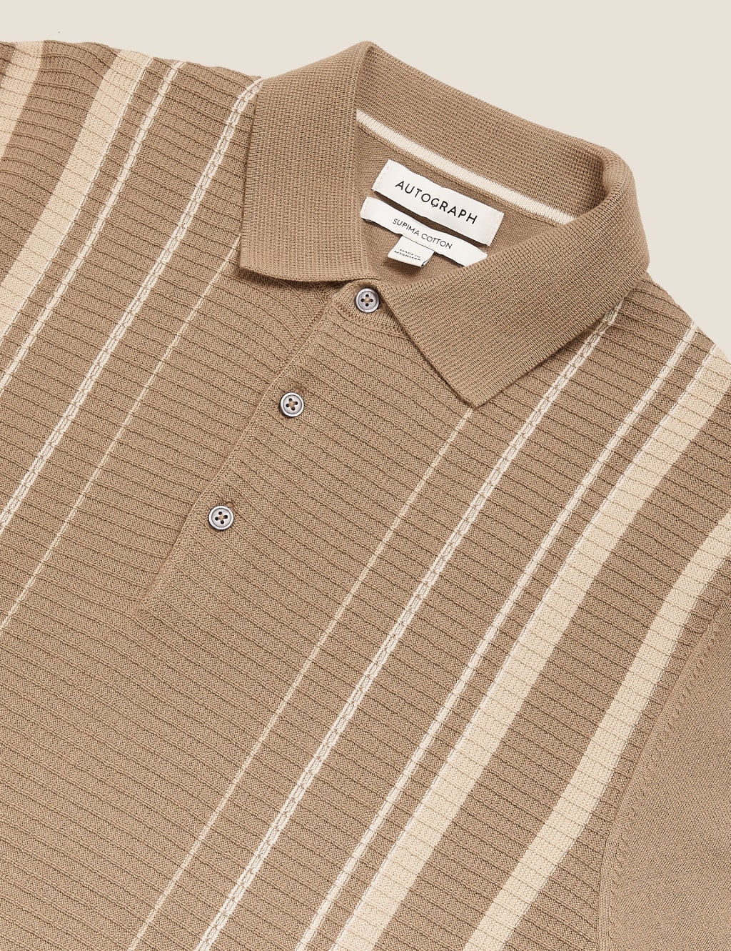 Cotton Textured Striped Knitted Polo Shirt 5 of 6