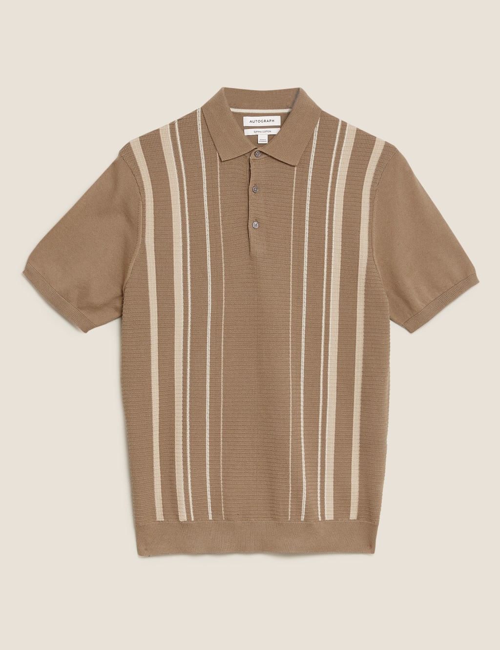 Cotton Textured Striped Knitted Polo Shirt 2 of 6