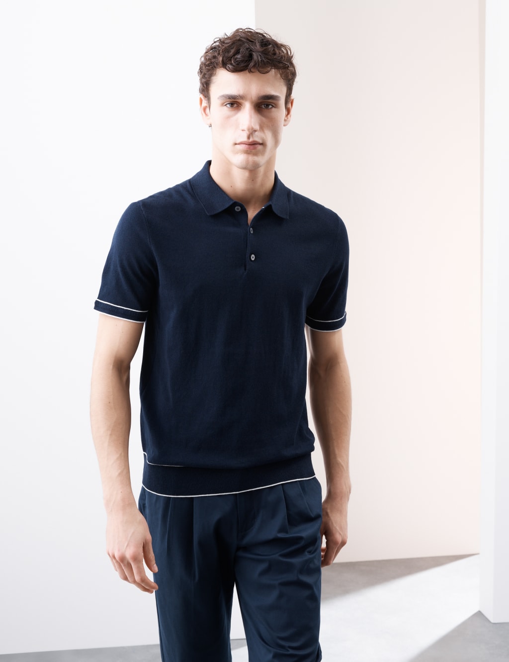 Silk Cotton Knitted Polo Shirt