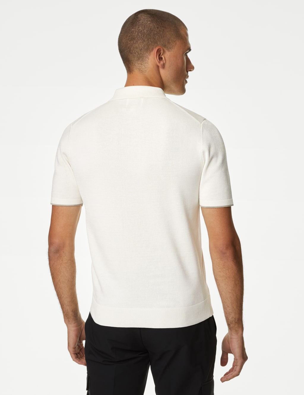Pure Cotton Zip Up Knitted Polo Shirt M S X ENGLAND COLLECTION M S