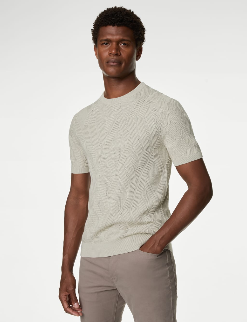 Cotton Rich Textured Knitted T Shirt Autograph M S