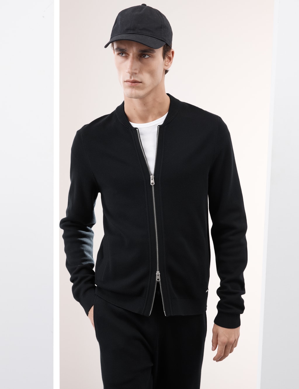Cotton Rich Zip Up Knitted Bomber Autograph M S