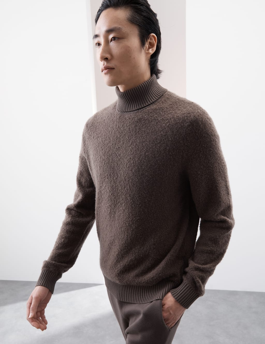 Merino Wool Rich Boucle Roll Neck Jumper Autograph M S