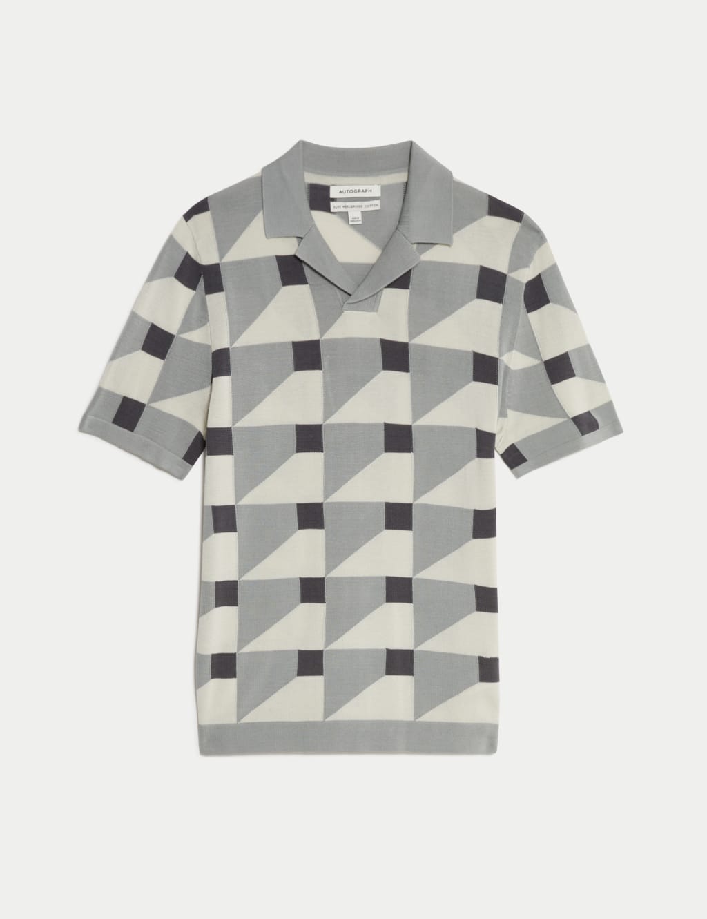 Pure Cotton Geometric Knitted Polo Shirt 2 of 5