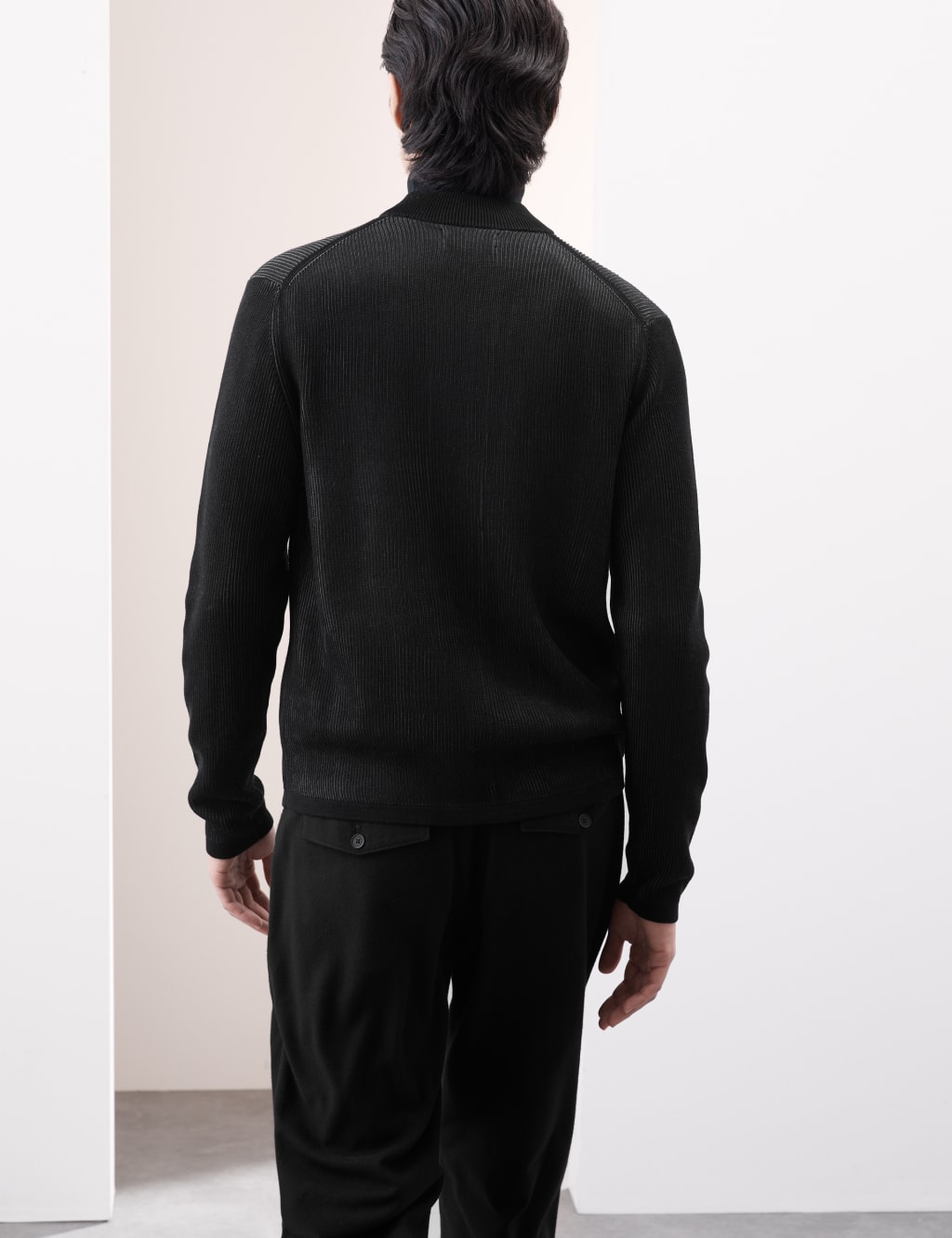 Mercerised Cotton Ribbed Knitted Jacket 3 of 5