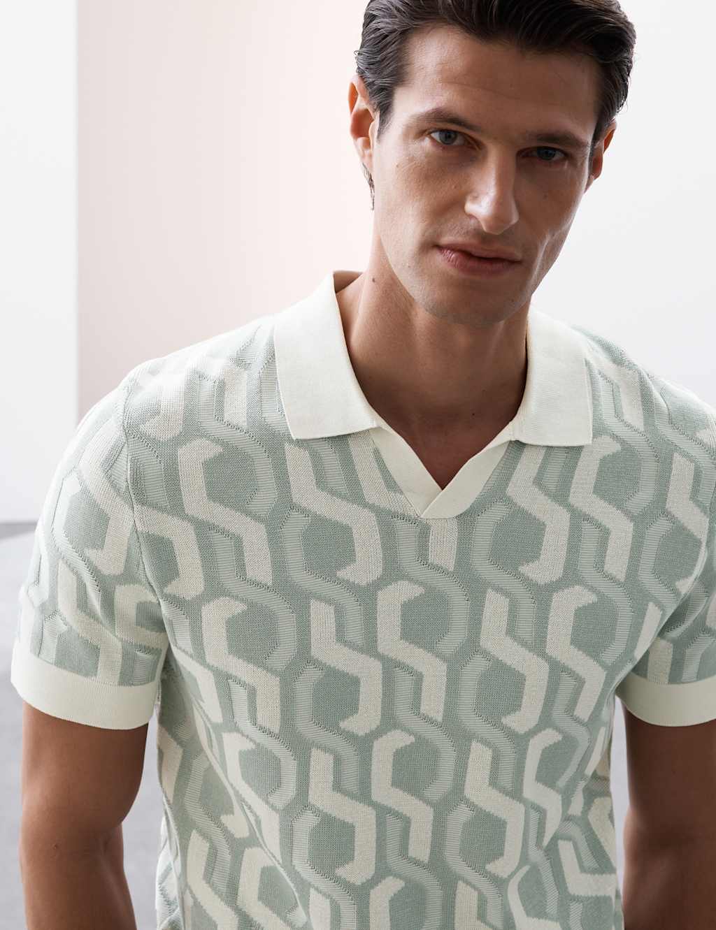 Pure Mercerised Cotton Knitted Polo Shirt 7 of 8