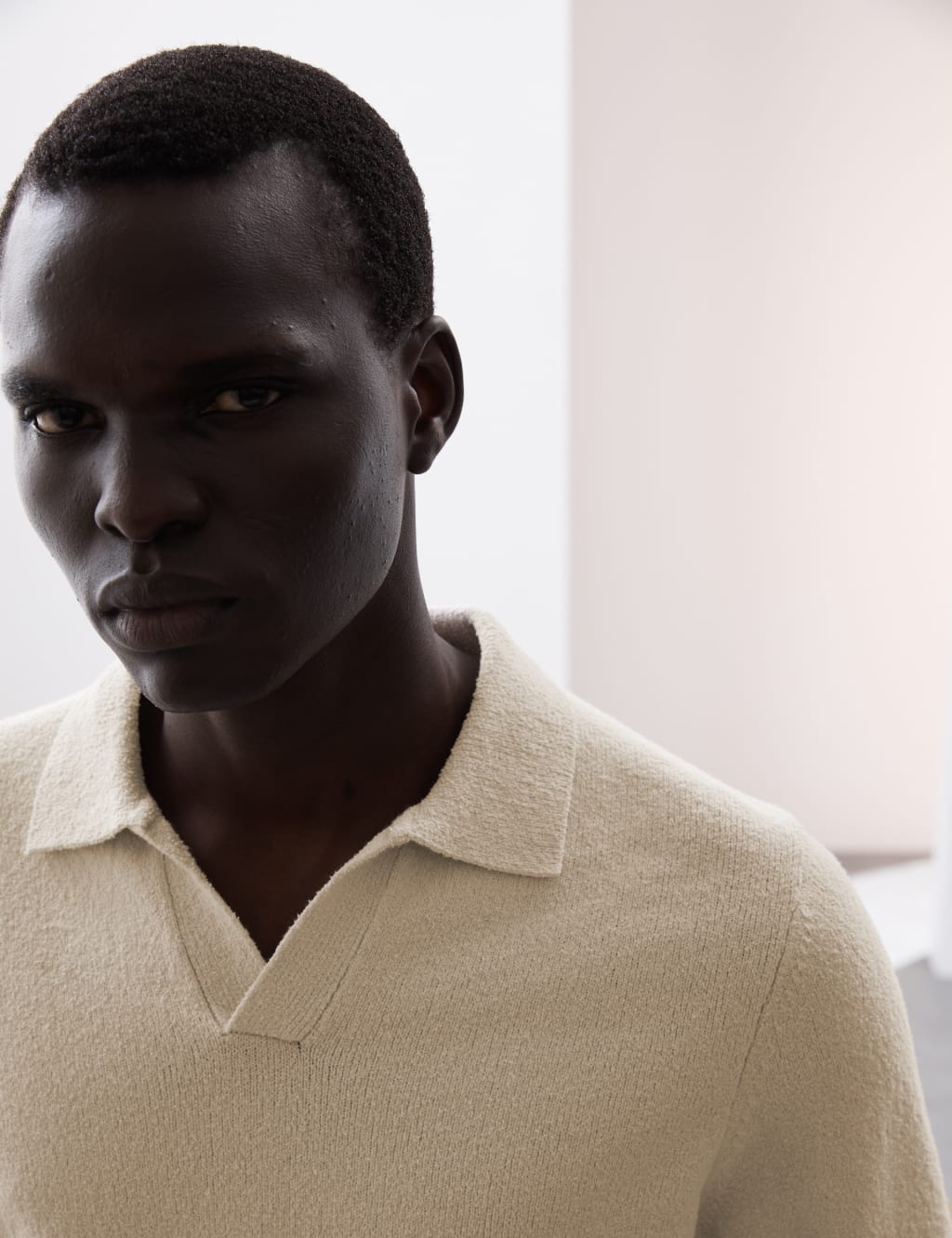 Cotton Rich Open Neck Knitted Polo Shirt 5 of 7