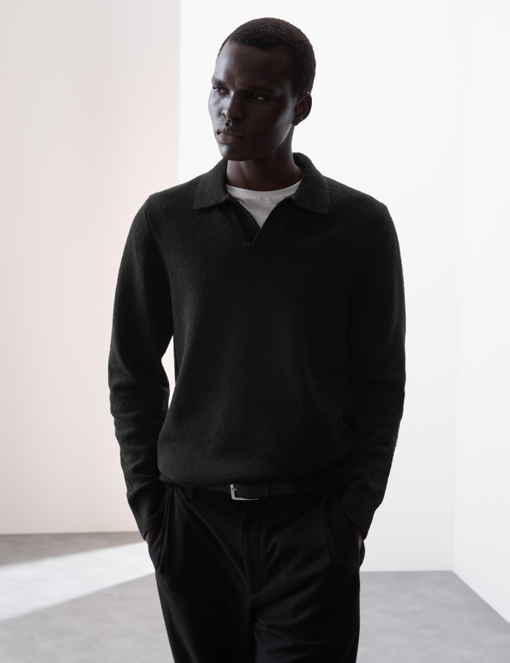 Cotton Rich Open Neck Knitted Polo Shirt 6 of 6