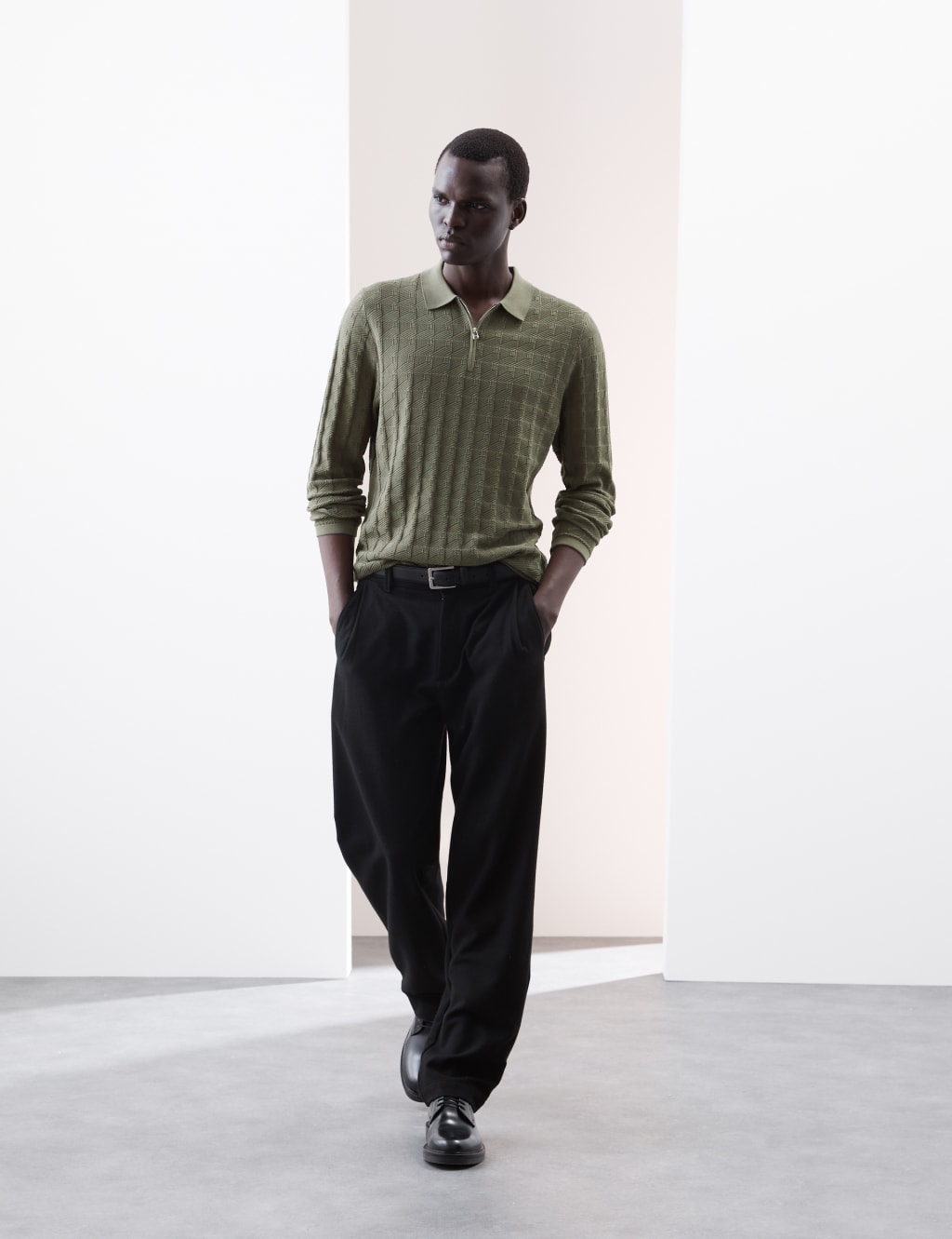 Pure Cotton Textured Knitted Polo Shirt 5 of 7