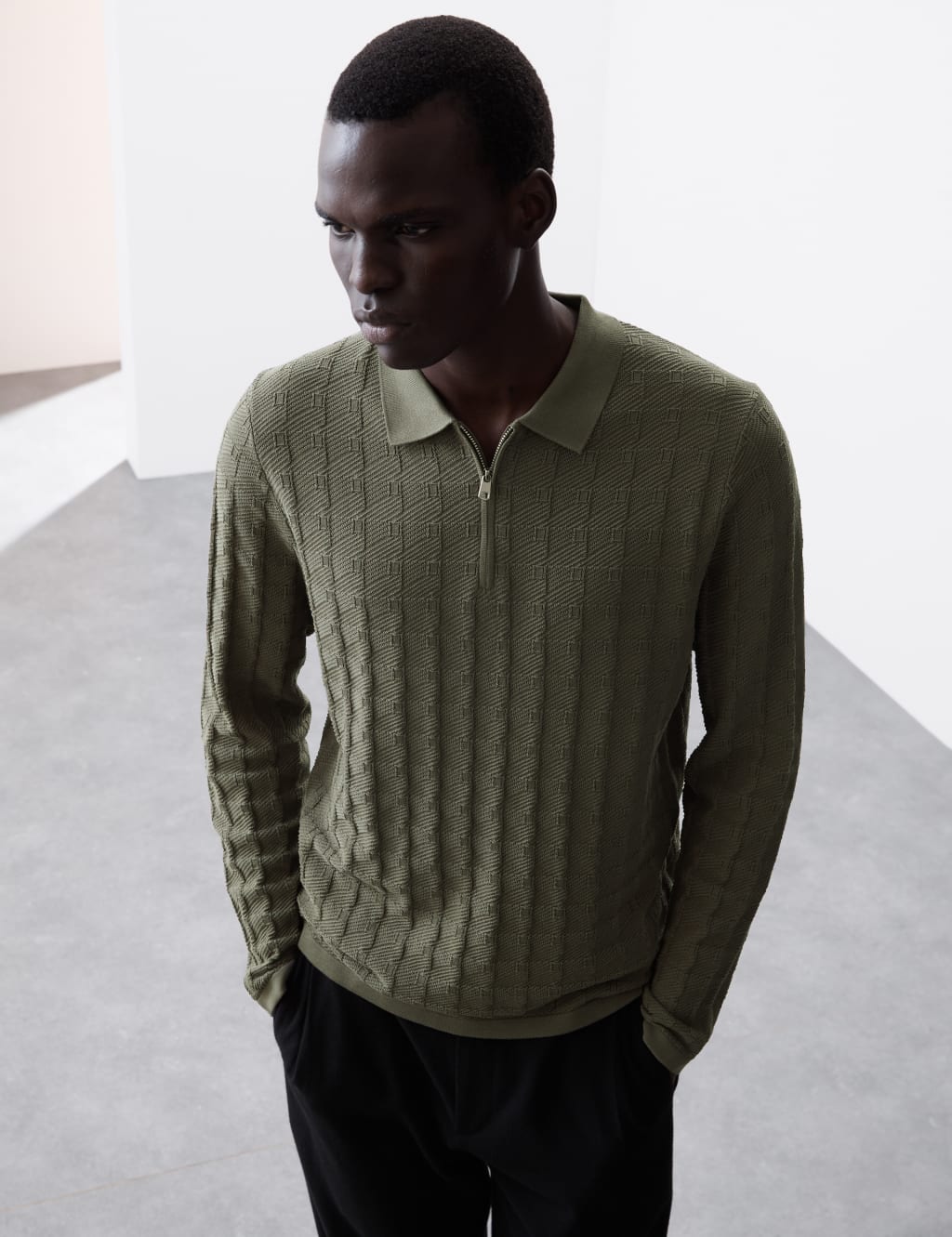 Pure Cotton Textured Knitted Polo Shirt 7 of 7