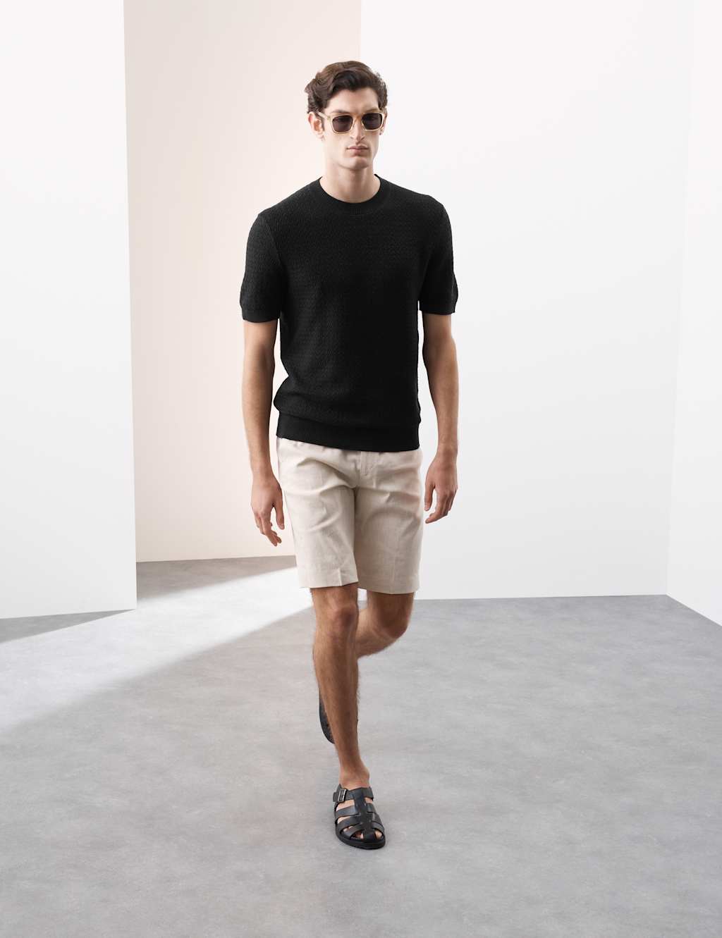 Linen Blend Textured Knitted T-Shirt 4 of 5