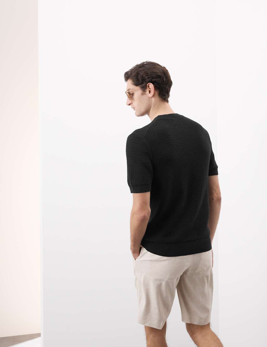 Linen Blend Textured Knitted T-Shirt 5 of 5