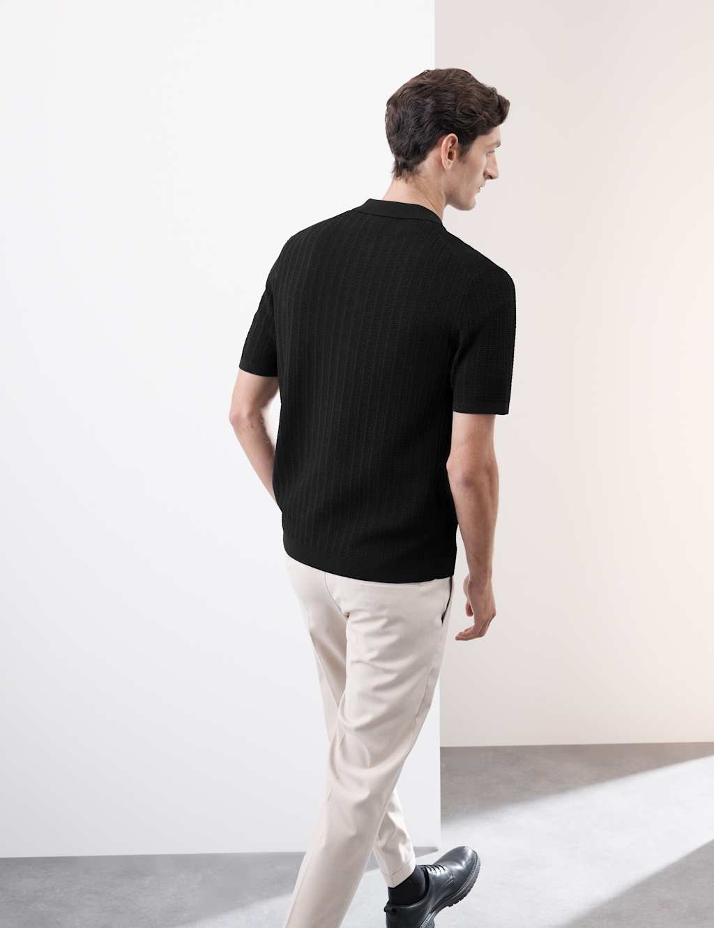 Textured Viscose Rich Knitted Polo Shirt 3 of 7
