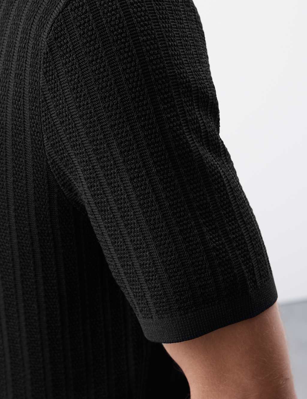 Textured Viscose Rich Knitted Polo Shirt 6 of 7