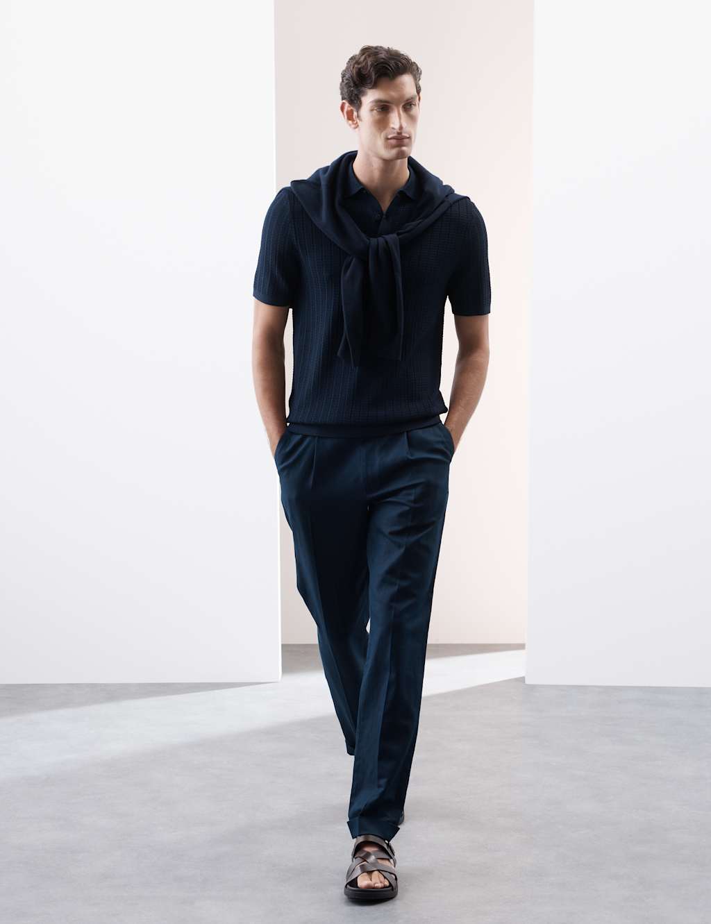 Textured  Viscose Rich Knitted Polo Shirt 3 of 7