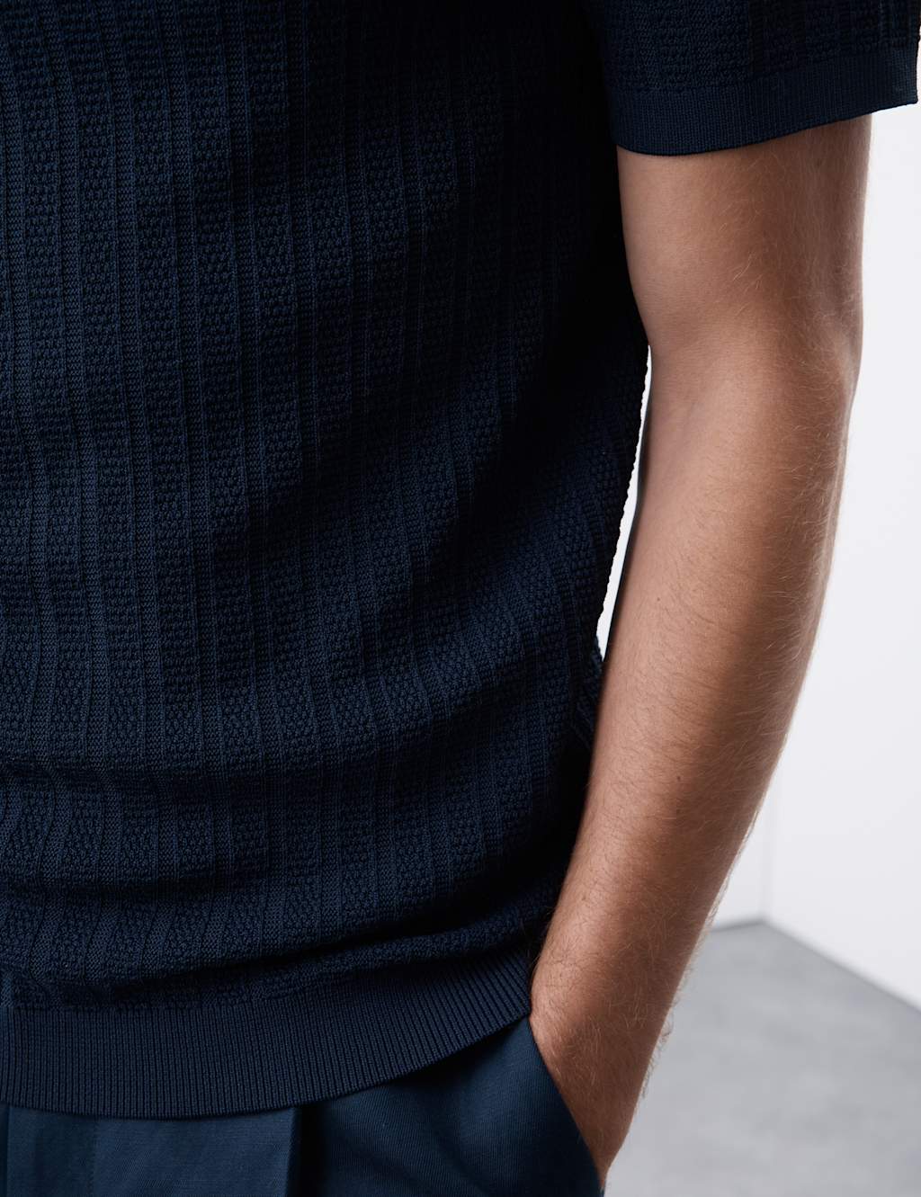 Textured  Viscose Rich Knitted Polo Shirt 4 of 7