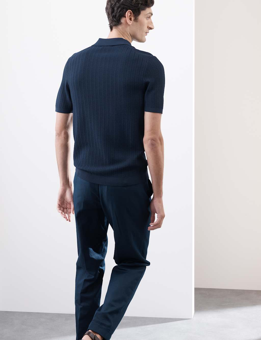 Textured  Viscose Rich Knitted Polo Shirt 6 of 7