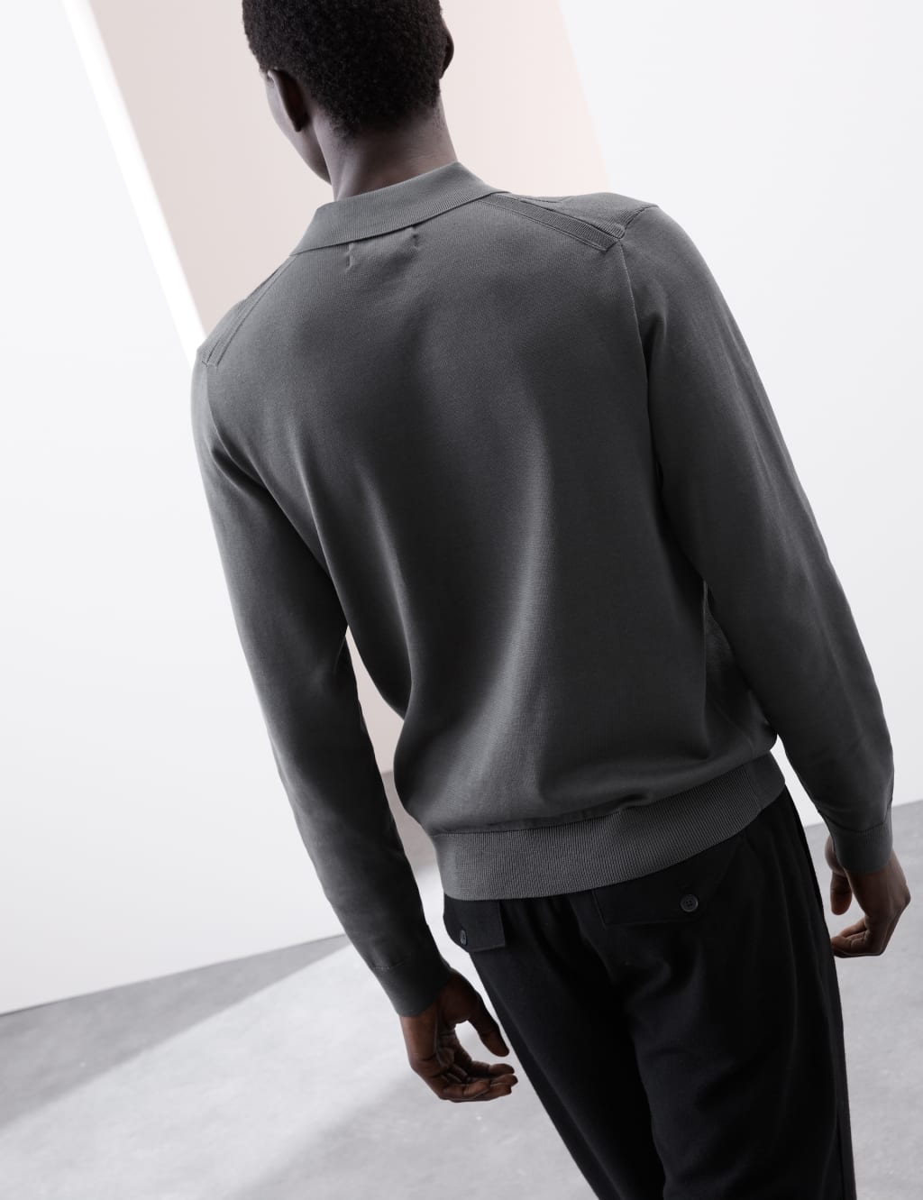 Pure Cotton Geometric Knitted Polo Shirt | Autograph | M&S IE