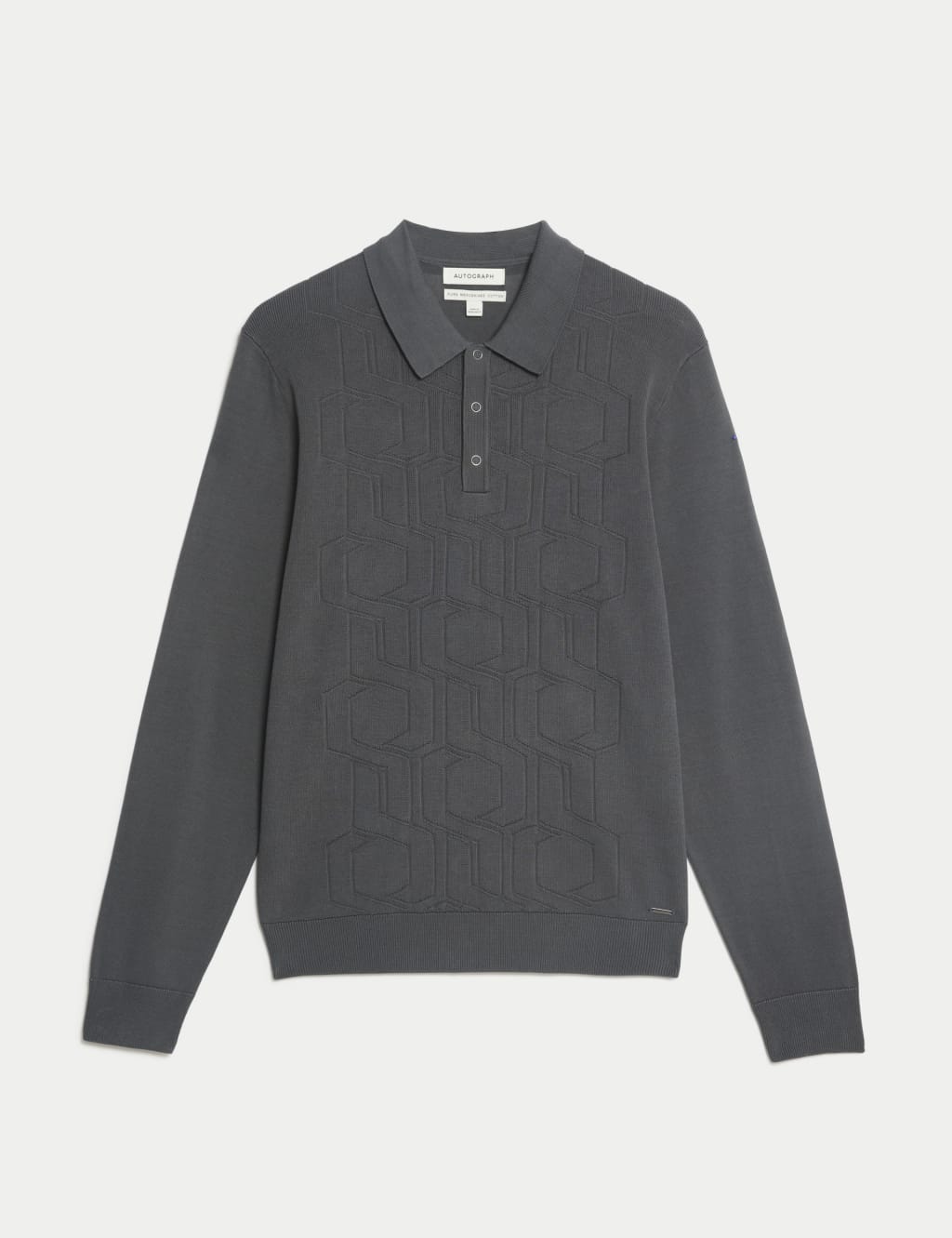 Pure Cotton Geometric Knitted Polo Shirt 2 of 5