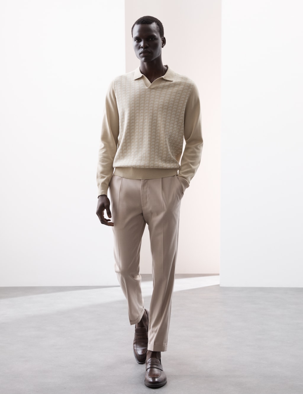 Mercerised Cotton Geometric Knitted Polo 3 of 6