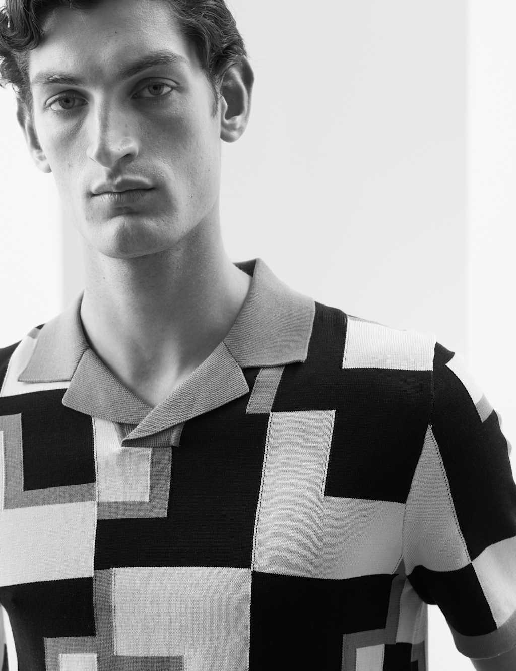 Mercerised Cotton Open Neck Knitted Polo Shirt 5 of 6