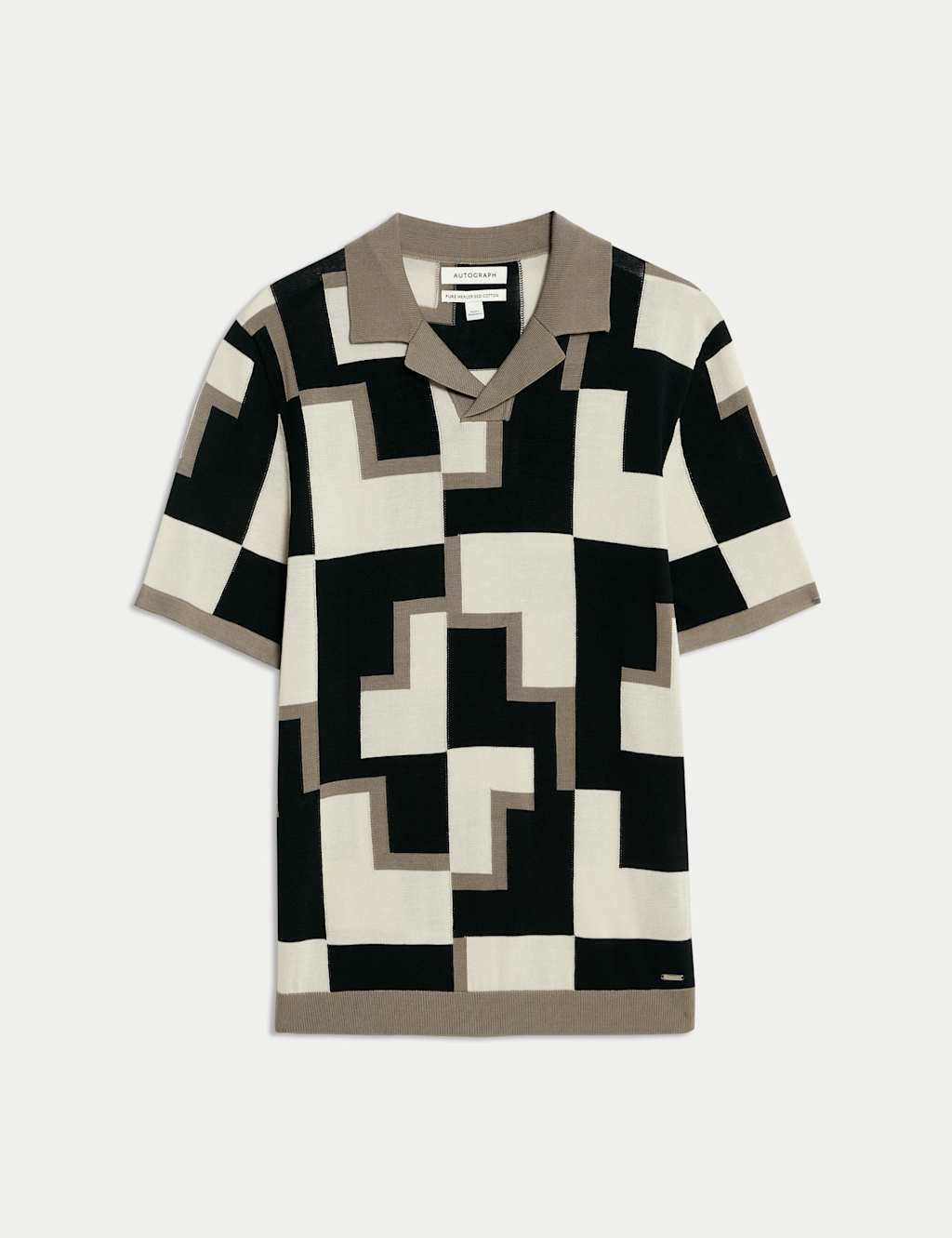Mercerised Cotton Open Neck Knitted Polo Shirt 2 of 6