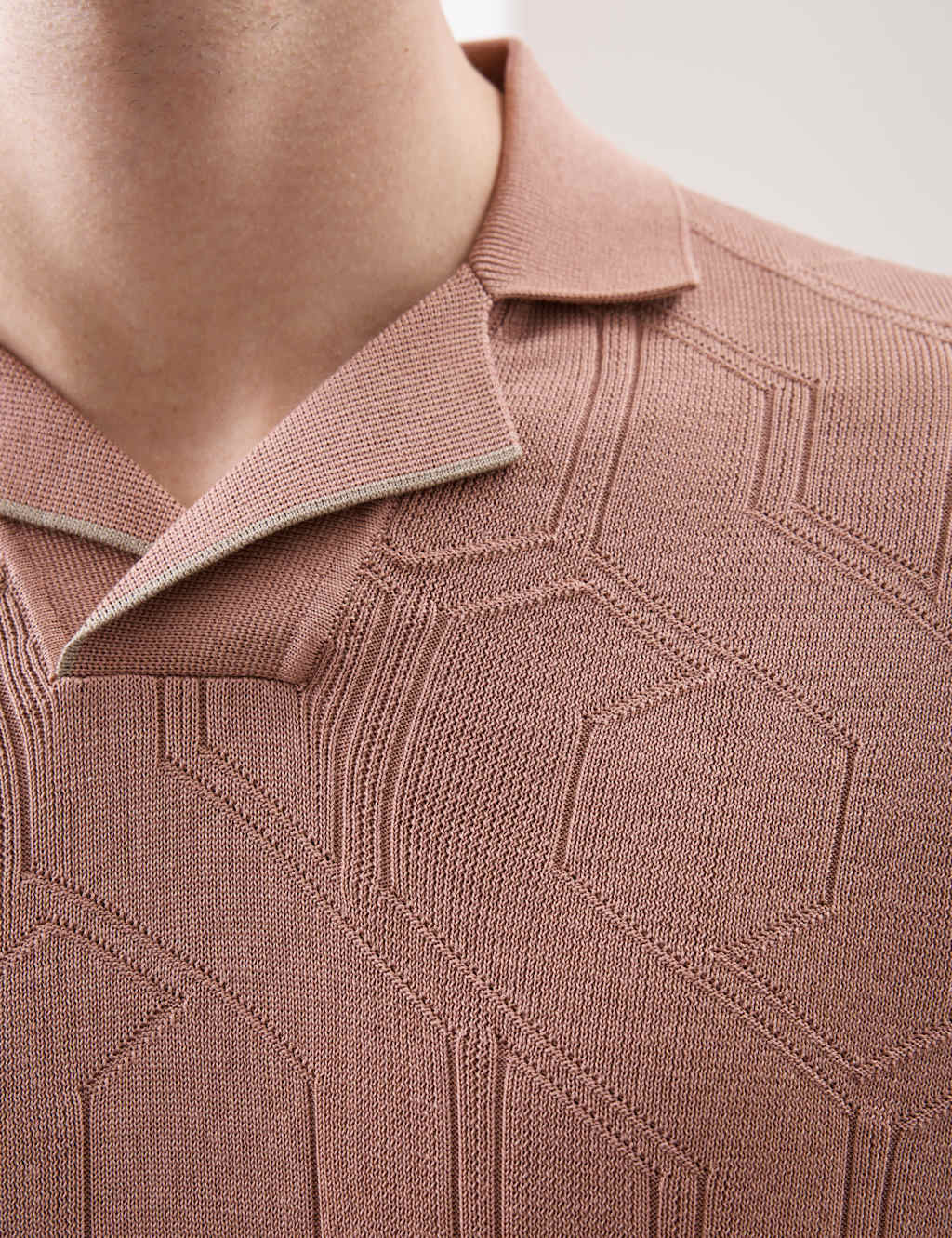 Mercerised Cotton Textured Knitted Polo Shirt 3 of 7