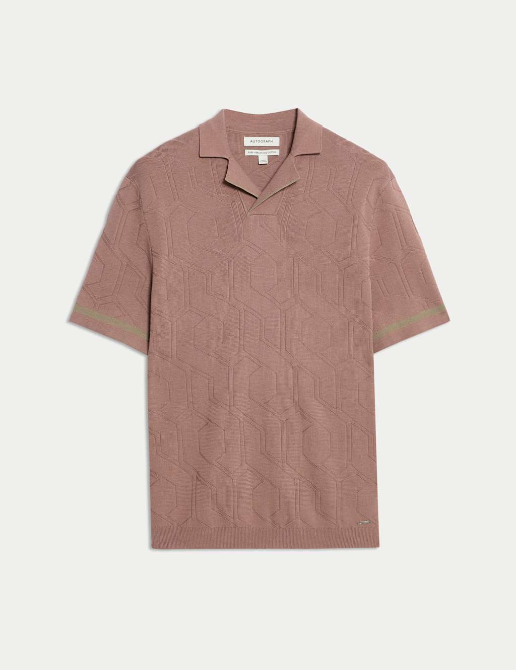 Mercerised Cotton Textured Knitted Polo Shirt 2 of 7