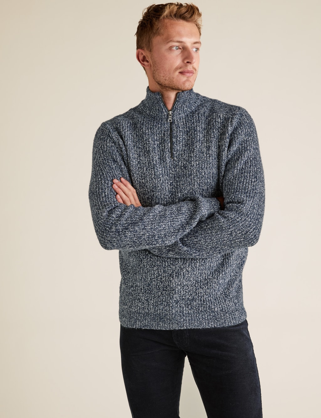 Chunky Funnel Neck Half Zip Jumper M S Collection M S
