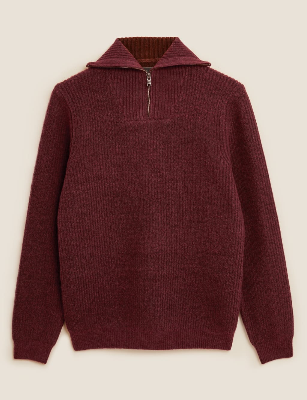 Recycled Chunky Half Zip Jumper with Wool M S Collection M S