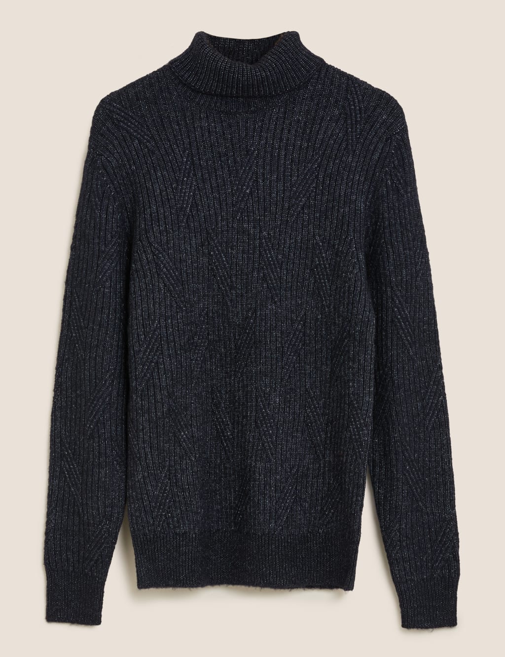 Chunky Cable Roll Neck Jumper With Wool 2 of 4