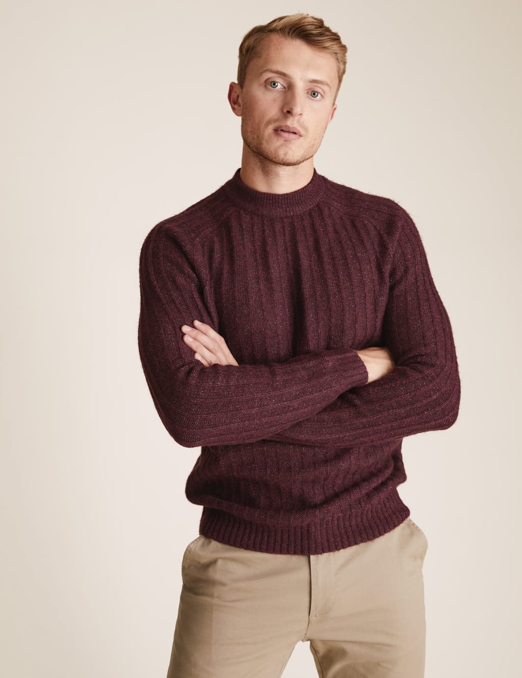 Chunky High Crew Neck Jumper with Wool 1 of 4
