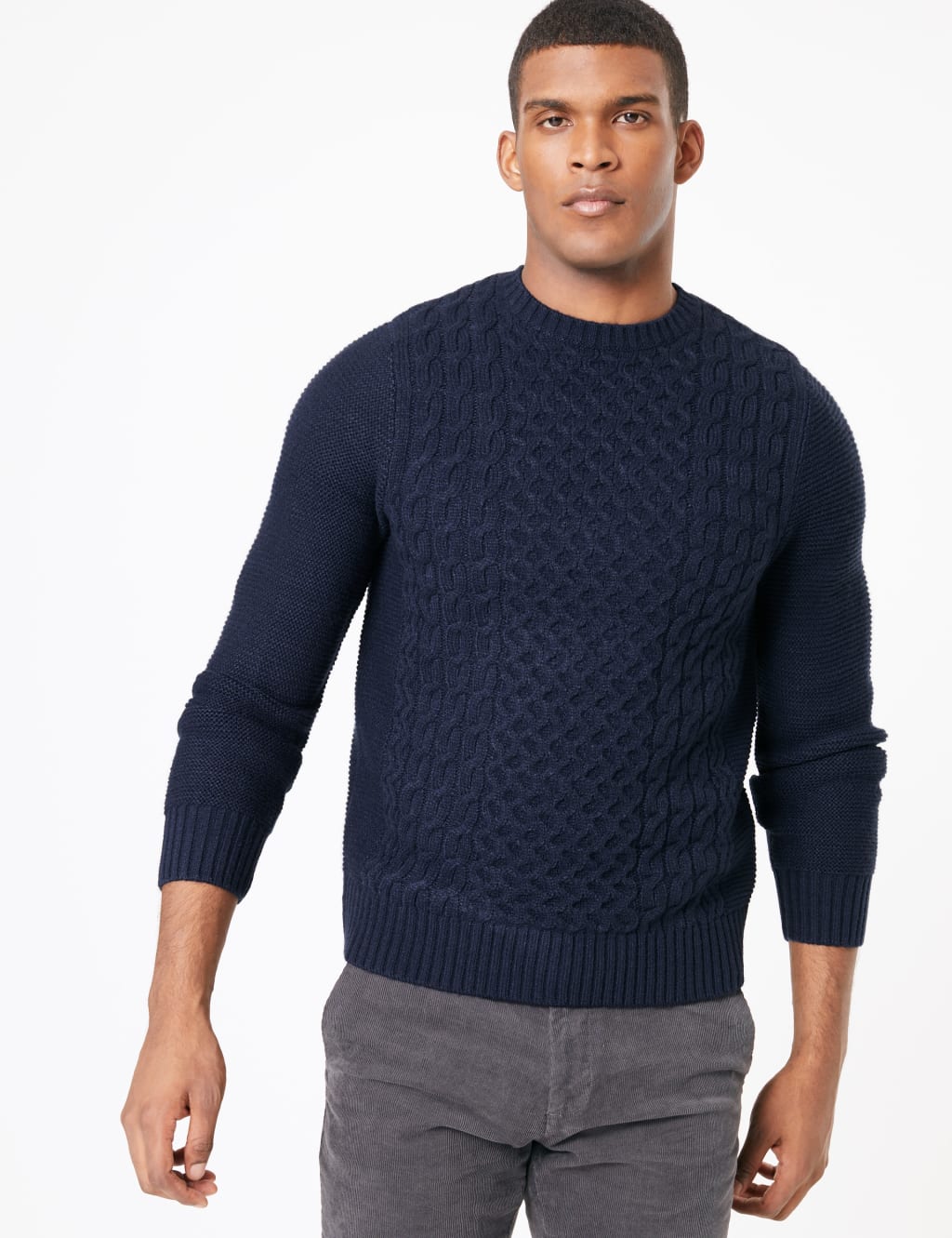 Cable Knit Crew Neck Jumper M S Collection M S