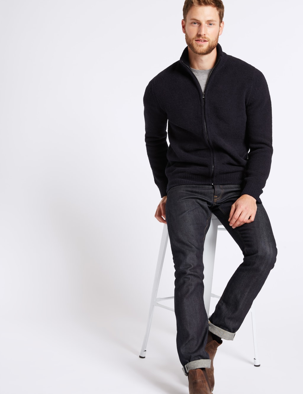 Chenille Zip Through Cardigan M S Collection M S