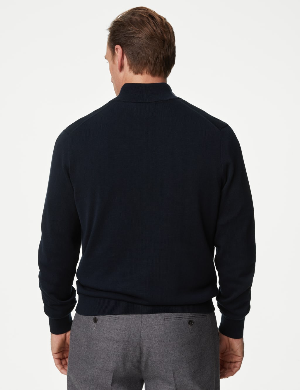 Cotton Rich Zip Up Funnel Neck Jumper M S Collection M S