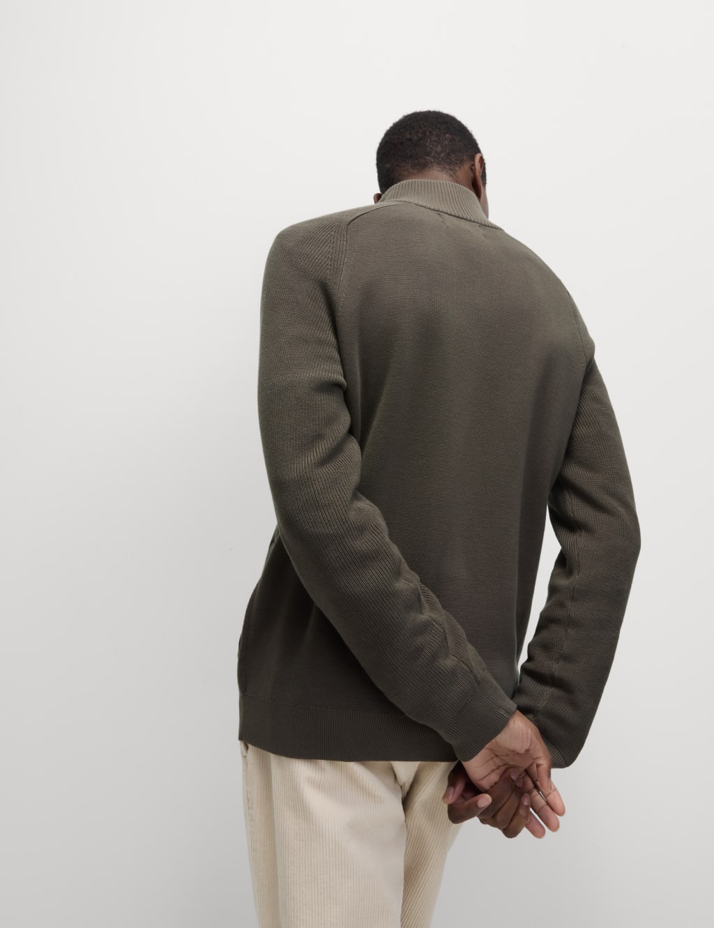 Cotton Rich Milano-Knit Funnel Neck Knitted Jacket 4 of 6
