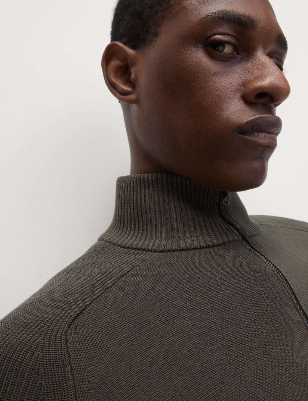 Cotton Rich Milano-Knit Funnel Neck Knitted Jacket 5 of 6
