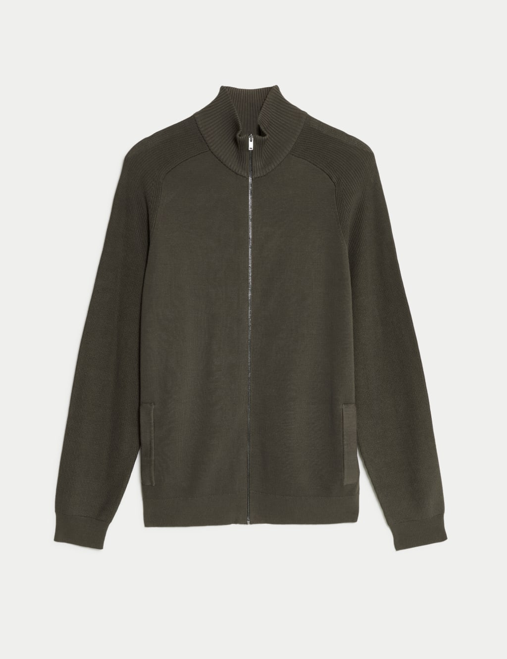 Cotton Rich Milano-Knit Funnel Neck Knitted Jacket 2 of 6