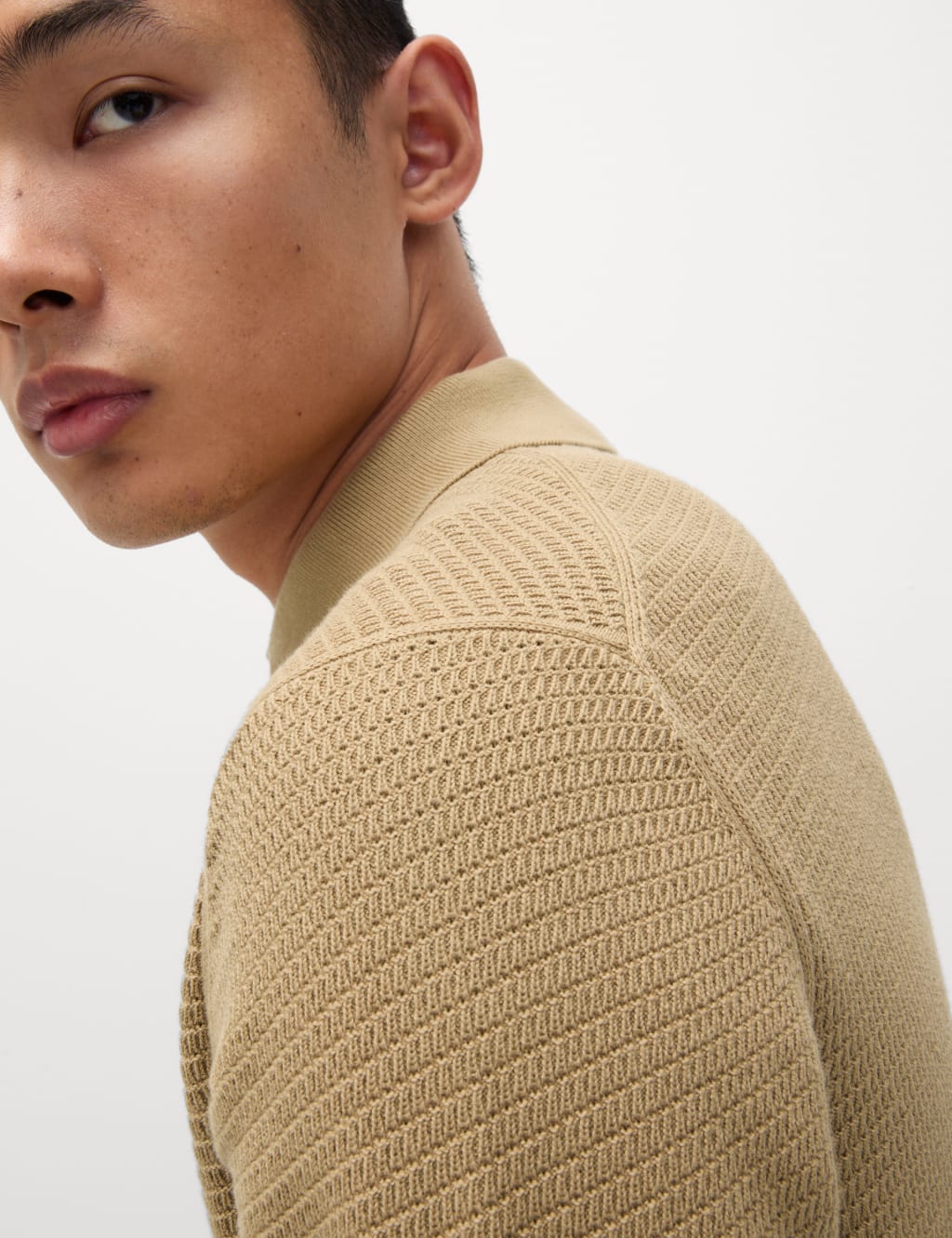 Cotton Rich Textured Knitted Polo Shirt 3 of 6