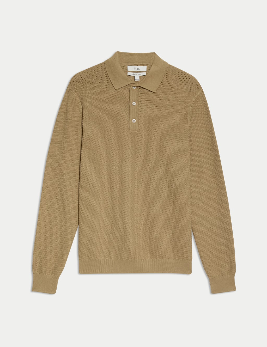 Cotton Rich Textured Knitted Polo Shirt 2 of 6