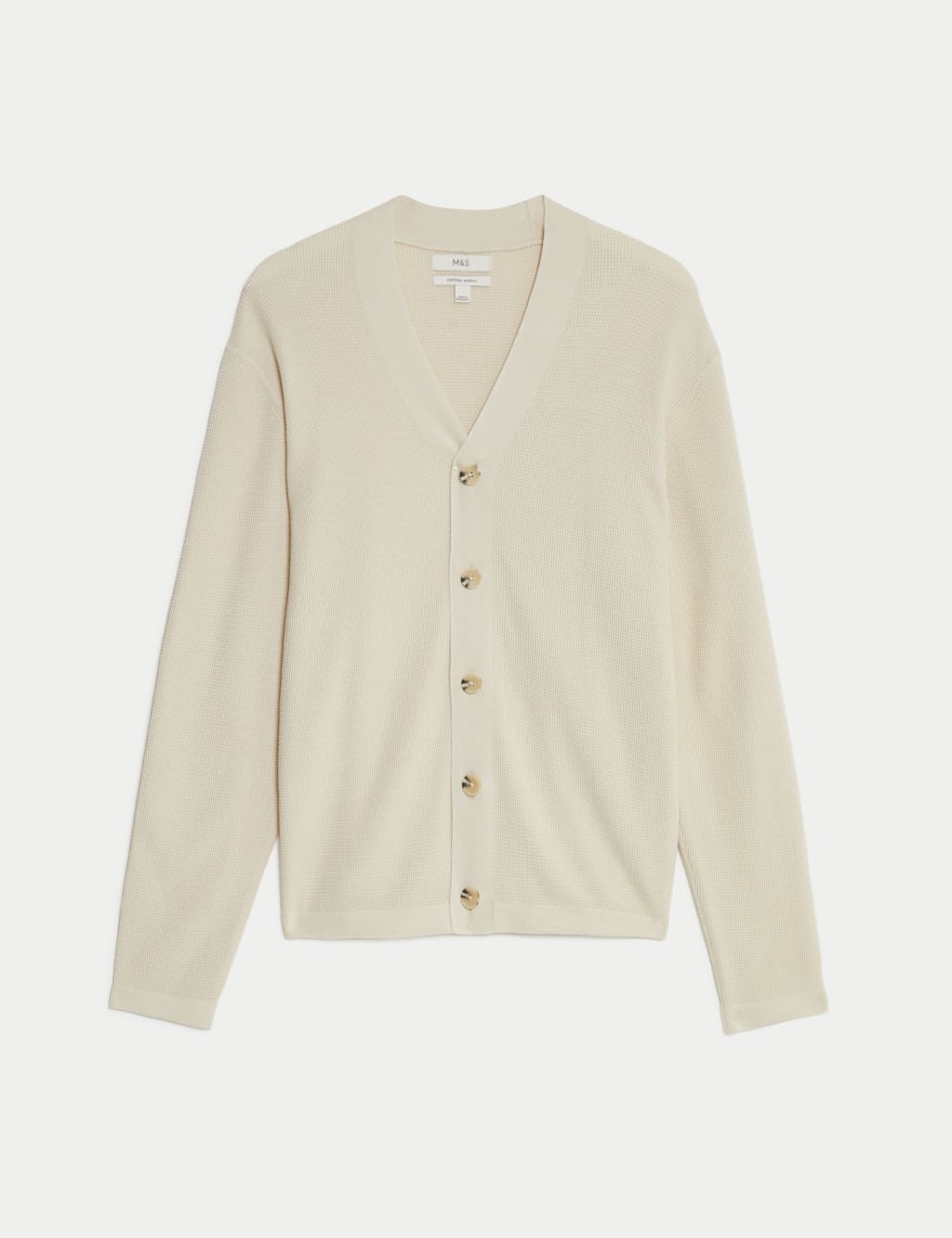 Cotton Modal Blend Textured V-Neck Cardigan 2 of 6