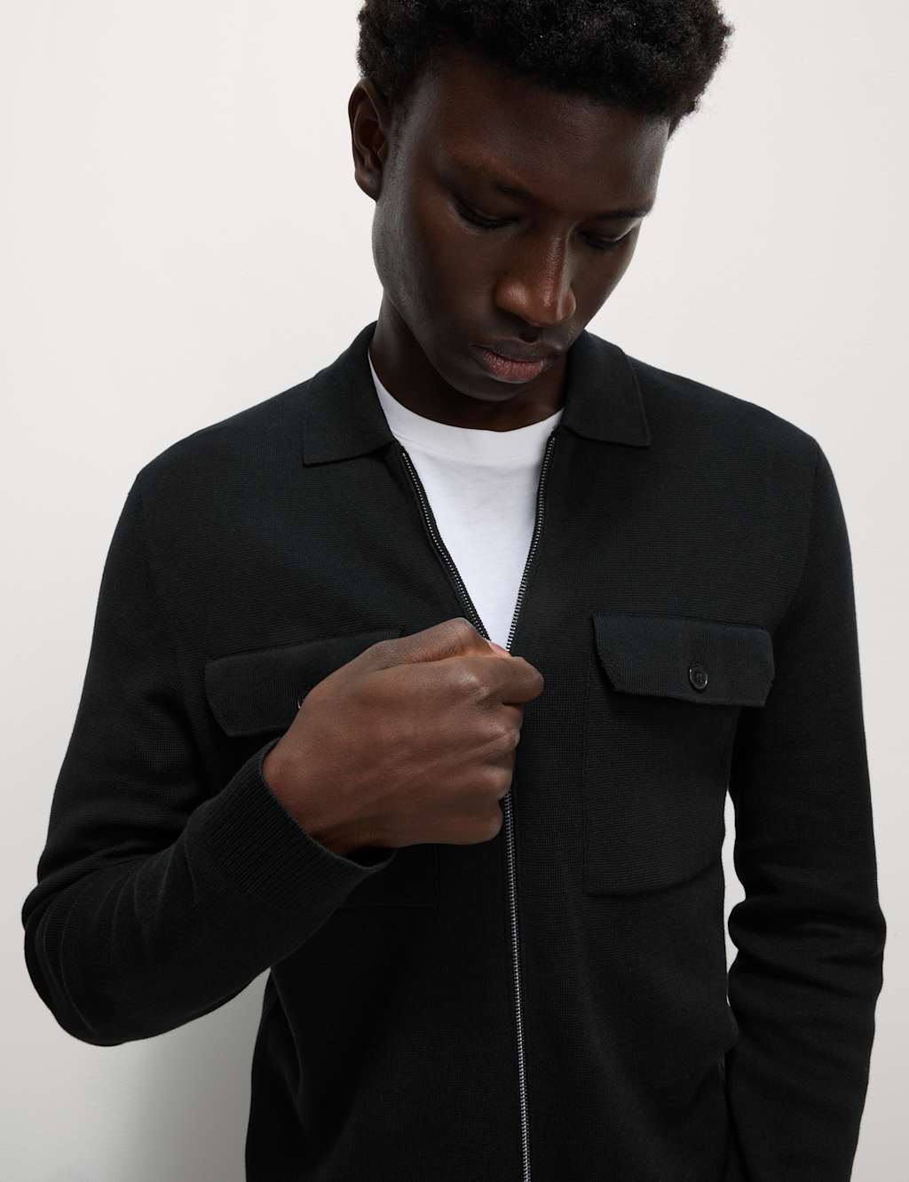 Cotton Rich Zip Up Knitted Jacket 4 of 8