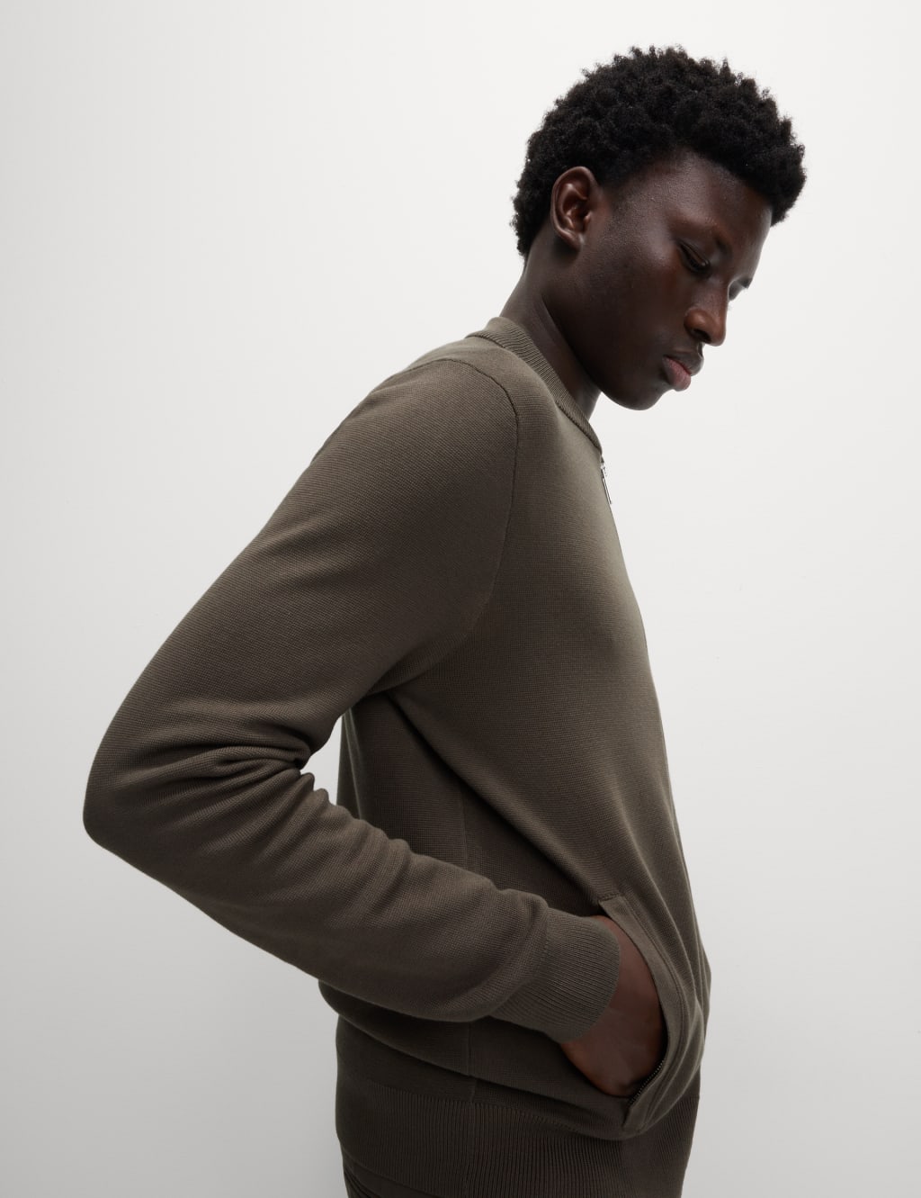 Cotton Modal Blend Knitted Bomber 3 of 7