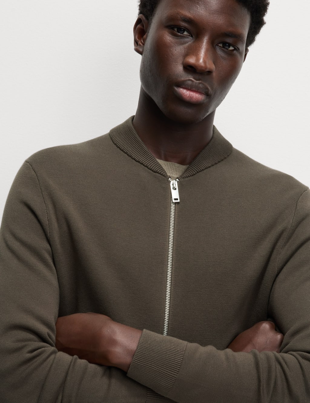 Cotton Modal Blend Knitted Bomber 5 of 7