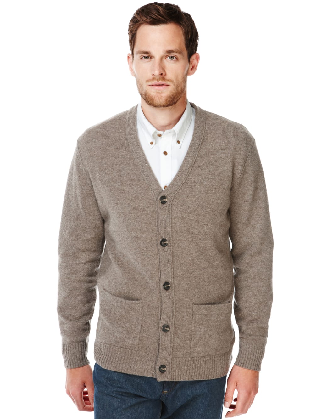 2in Longer Extrafine Pure Lambswool V Neck Cardigan Blue Harbour M S