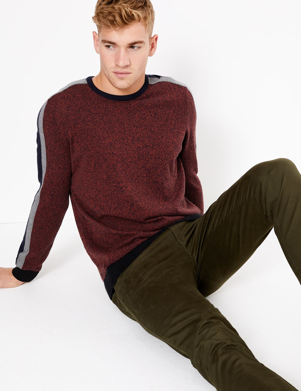 Cotton Rich Arm Stripe Crew Neck Jumper 1 of 4
