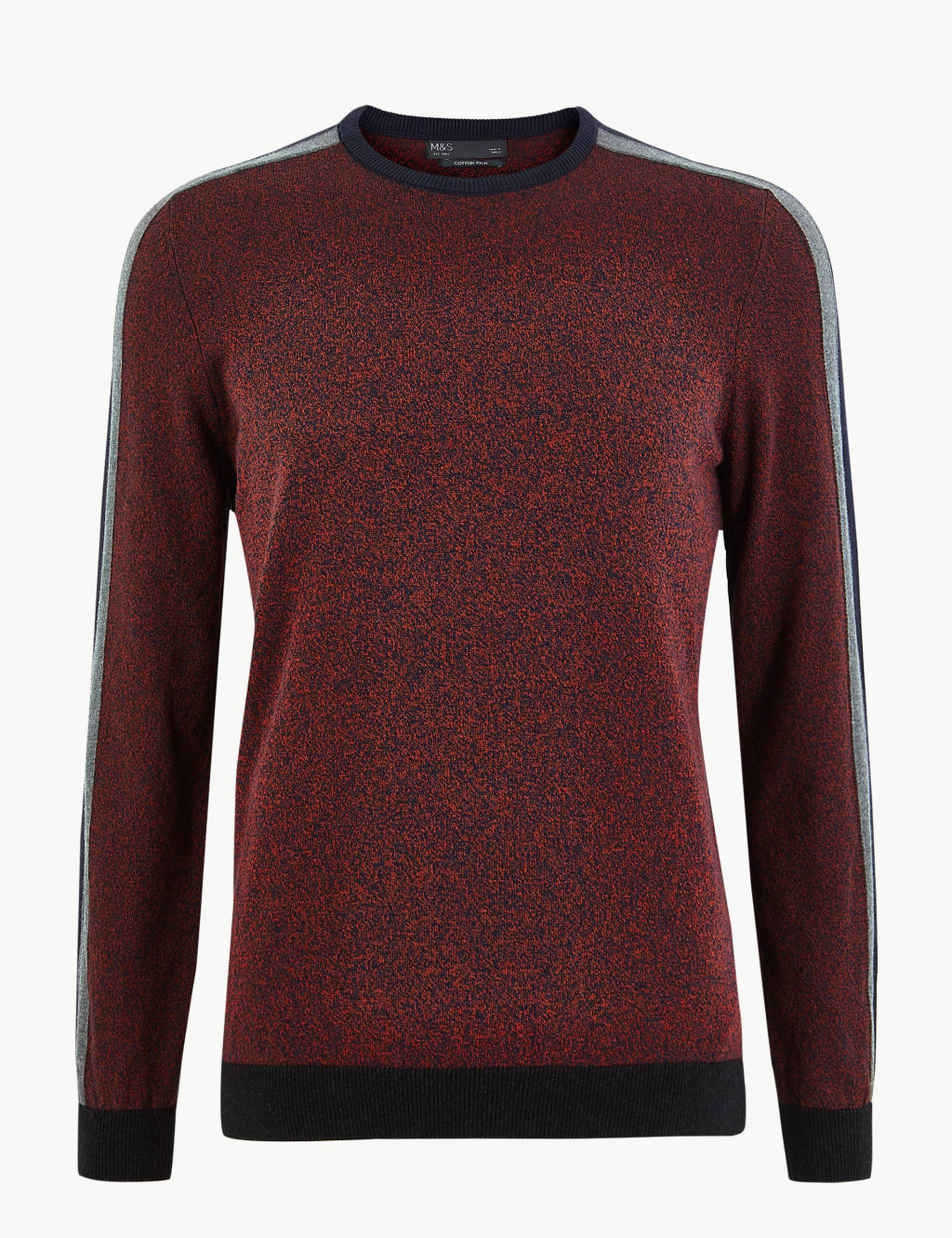 Cotton Rich Arm Stripe Crew Neck Jumper 2 of 4