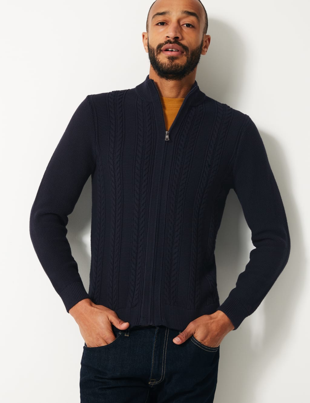 Cotton Rich Cable Knit Cardigan 3 of 4