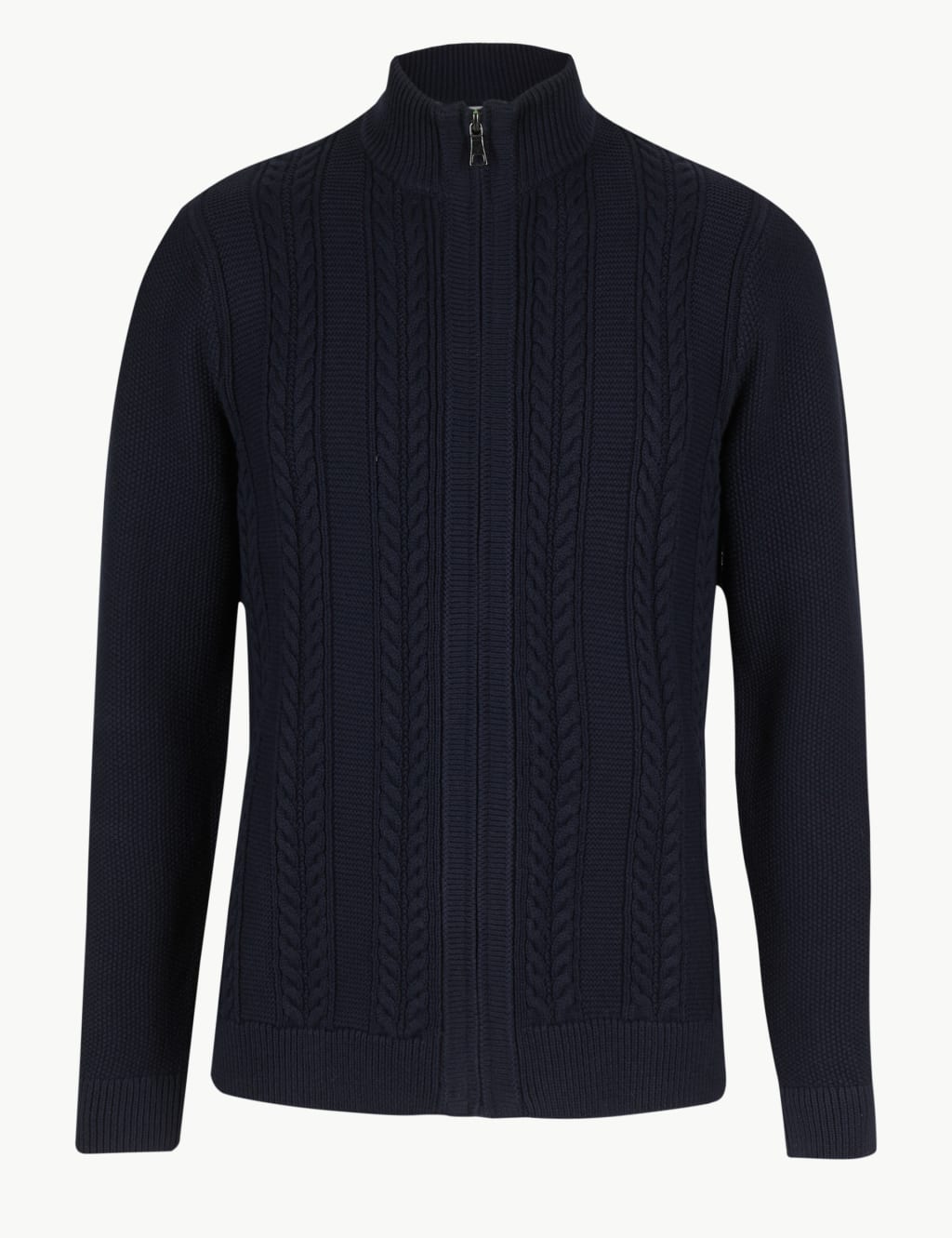Cotton Rich Cable Knit Cardigan 2 of 4